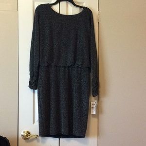 Black/silver metallic look dress